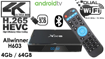X96H TV Box Allwinner H603 Android 9.0 4GB RAM 64GB ROM 2.4G/5G WiFi BT4.1