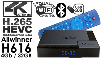 X96 MATE Set Top Box Android 10 Allwinner H616 4GB 32GB 2.4G/5G Wifi 4K HD TV-Box