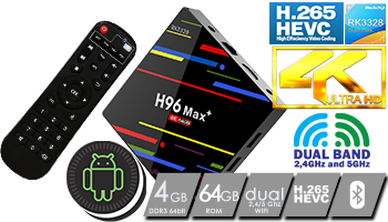 H96 MAX Plus Android 8.1 smart TV Box 4GB RAM 64GB ROM RK3328 2.4G/5G Wifi 4K H.265