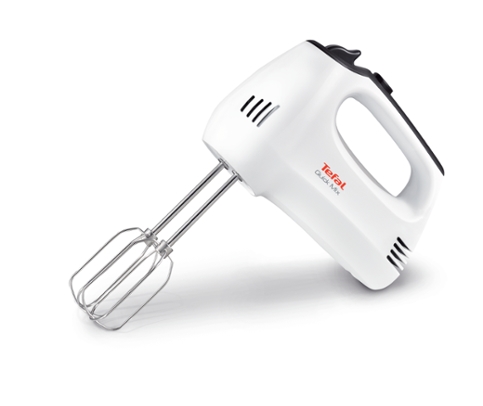 Tefal HT310138, Hand Mixer, 300W, 5 Speeds + turbo,  2 Beaters, 2 Dough hooks, white/dark grey