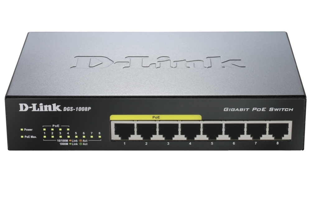 D-Link DGS-1008P 8-port 10/100/1000 Desktop Switch w/ 4 PoE Ports