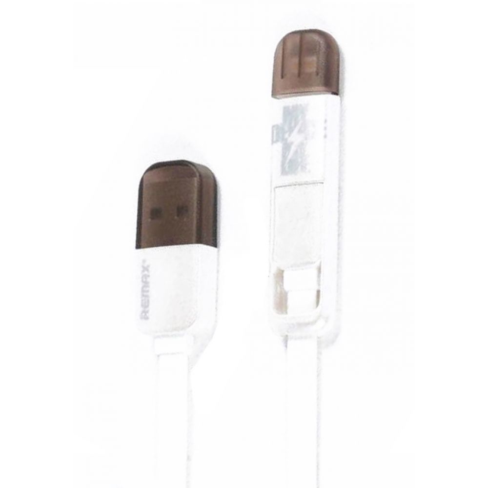 Remax Transformers,Data cable 2 in 1 micro USB Iphone Lighting 1m, White - 14363 