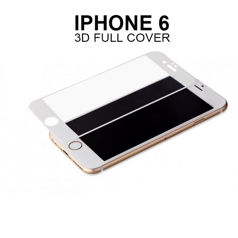 DeTech Glass protector Tempered glass, full screen glass, iPhone 6/6S, 0.3mm, White - 52187