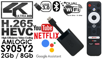 HOMATICS DONGLE Q Amlogic S905Y2 Android TV 10.0 Certificate Netflix, Google