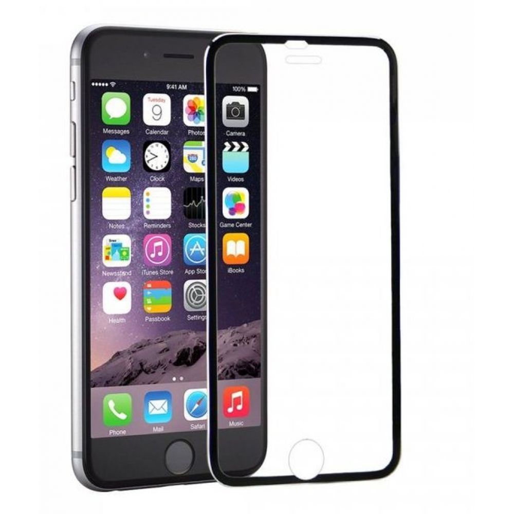 OEM Glass protector Tempered Glass for iPhone 6/6S, 0.3mm, With metal strip, Black-52203