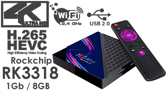 H96 Mini V8 RK3328 1G/8G Android 10.0 Smart TV Box 4K 2.4G Wifi