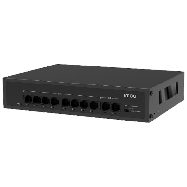 Imou SF110P 10-Port Unmanaged PoE Switch (8x PoE, 2x Uplink, 65W, 250m Extension, 4KV Protection)