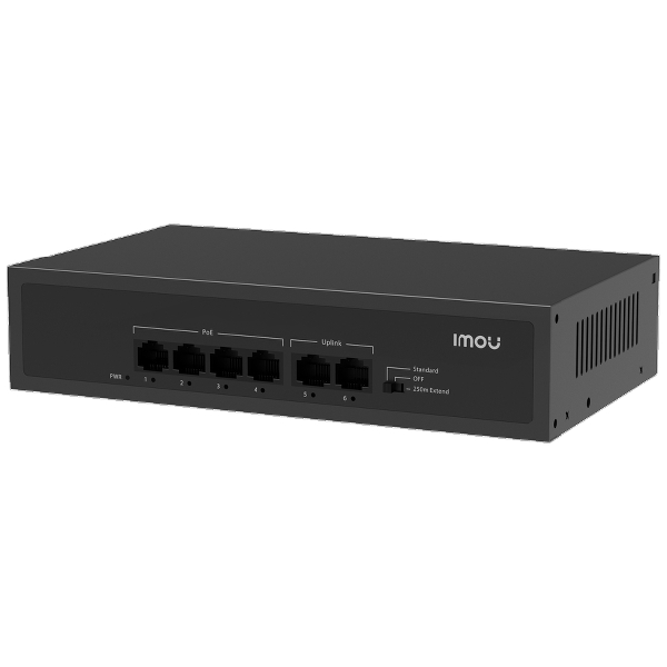 Imou SF106P 6-Port Unmanaged PoE Switch (4x PoE, 2x Uplink, 45W, 250m Extension, 4KV Protection)