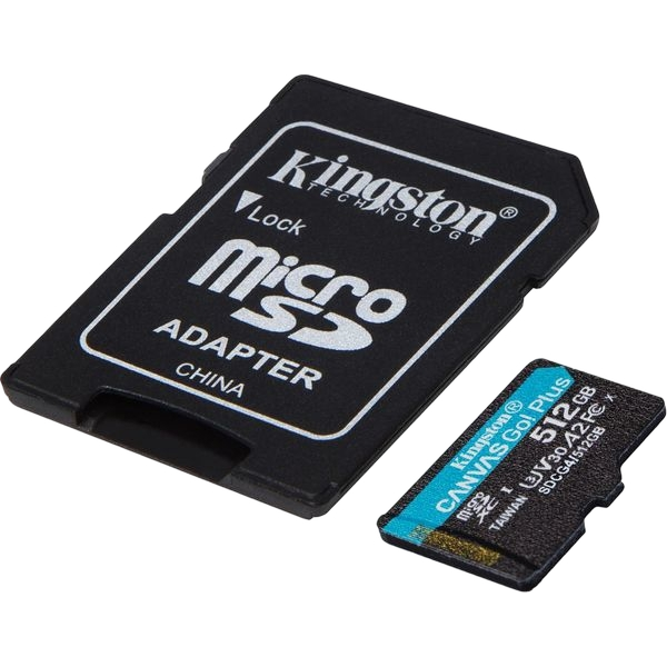 Kingston SDCG4/512GB canvas go plus gen4 512gb micro sdxc 200mb/s read a2 u3 v30 + adapter