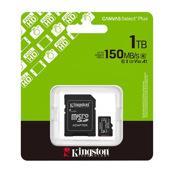Kingston SDCS3/1TB canvas select plus, class 10, SD adapter