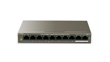 IP-Com F1110P-8-102W Switch, 8x FE PoE+ ports + 2x GbE ports, unmanaged 