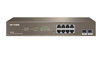 IP-Com switch G3310F, 8x GbE ports + 2 SFP slots, Cloud Management, QVALN, QoS G3310F