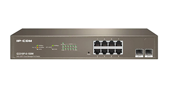 IP-Com switch G3310P-8-150W, 8x GbE POE ports+2 SFP slots, Cloud Mang., QVALN G3310P-8-150W