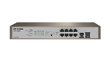 IP-Com Switch PRO-S8-150W, 8x GbE PoE+ ports, 1xGbE + 1x SFP slot, L3 control.
