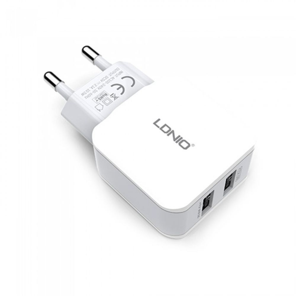 LDNIO A2202, Universal Network charger 5V 2.4A,  2xUSB, without cable, White - 14368 