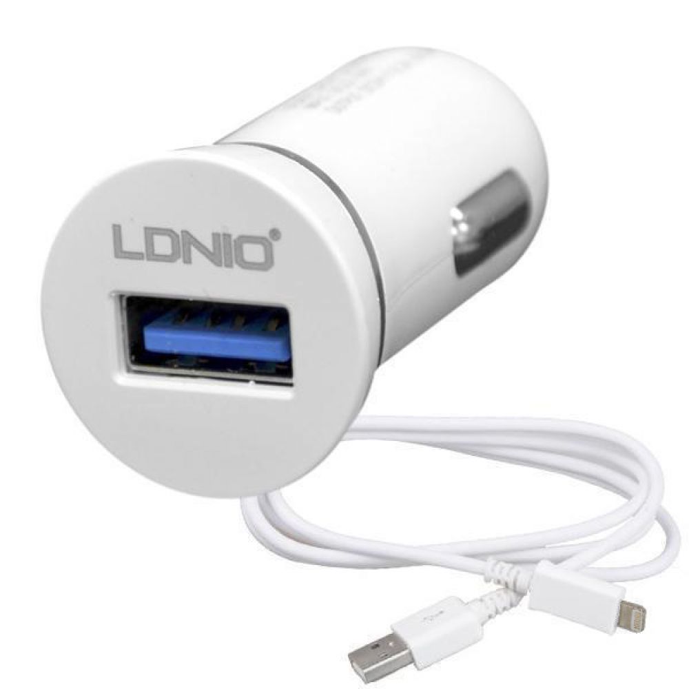 LDNIO DL-C12, 5V/2.1A, with 1 USB port, with cable for iphone 5/6 Car charger- 14322