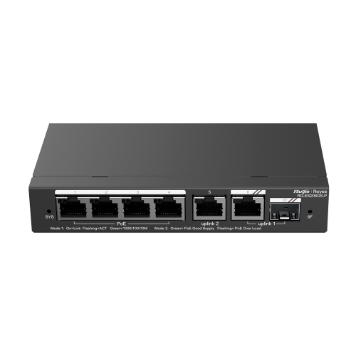 Ruijie RG-ES206GS-P switch 4xGbE PoE+,2xGbE,1x SFP, 54W,до 16 VLAN, 