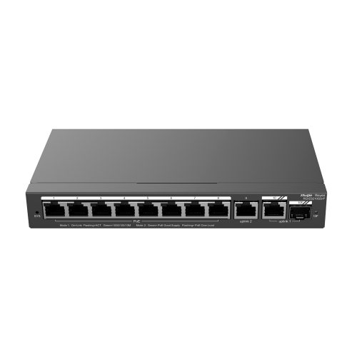 Ruijie RG-ES210GS-P Switch, 8xGbE PoE+, 1x GbE, 1x GbE/SFP, 120W, up to 16 VLANs