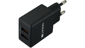 CANYON CNE-CHA03B Universal 2xUSB AC charger (in wall) with over-voltage protection black