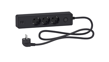 SCHNEIDER ELECTRIC 3606489494025 Unica power strip 3x 2P+E with 2x USB port with key and cable 1.5m 