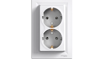 SCHNEIDER ELECTRIC EPH9900121 Asfora Shuko contact double 2P+E White with frame