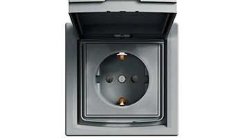 SCHNEIDER ELECTRIC EPH3100362 Asfora Schuko socket with child protection and cover IP44 Steel with f