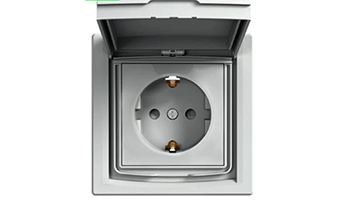 SCHNEIDER ELECTRIC EPH3100361 Asfora Schuko socket with child protection and cover IP44 Aluminum wit