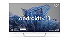KIVI 32F750NW 32', FHD, Android TV 11, White, 1920x1080, 60 Hz, Sound by JVC, 2x8W, 27 kWh/1000h , B