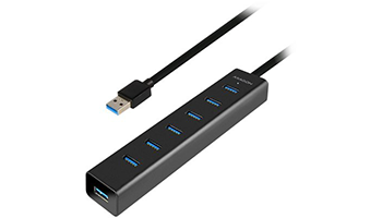 AXAGON HUE-SA7BP 7x USB3.0 ALU Charging Hub Incl. AC Adapter, Black