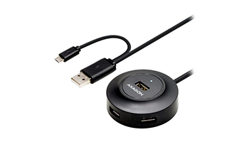 AXAGON HUE-X6GB Universal four-port USB 2.0 hub with OTG feature for PC and tablet/mobile phone. Bla