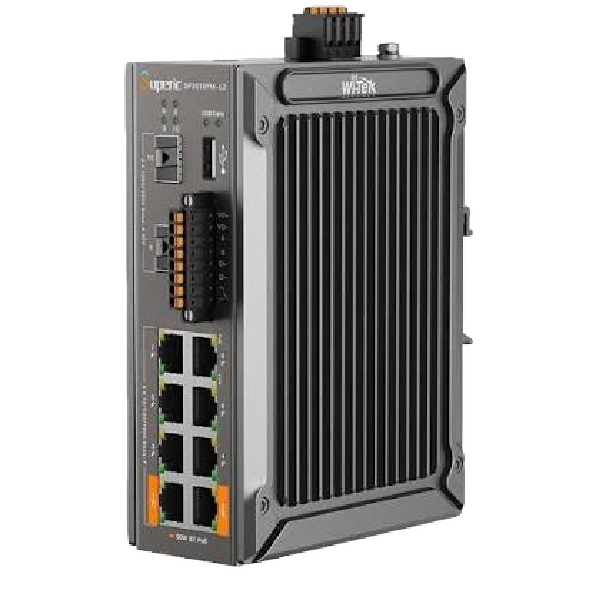 Wi-Tek SP3010FM-L2 V3 Industrial L2+ Managed PoE++ Switch, 8× Gigabit PoE, 2× 2.5G SFP, 240W, ERPS, 