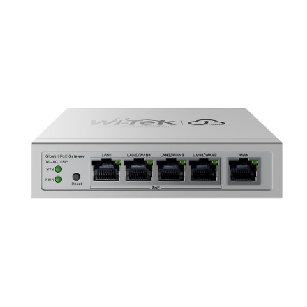 Wi-Tek WI-AC105P V2 Cloud PoE Gateway & Wireless AP Controller, 5× Gigabit, 4× PoE+, Multi-WAN, VPN,
