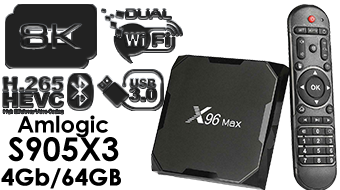 X96 MAX Plus 4GB/64GB Amlogic S905x3 Android 9.0 8K Video Decode TV Box 2.4G+5.8G WiFi Bluetooth 100